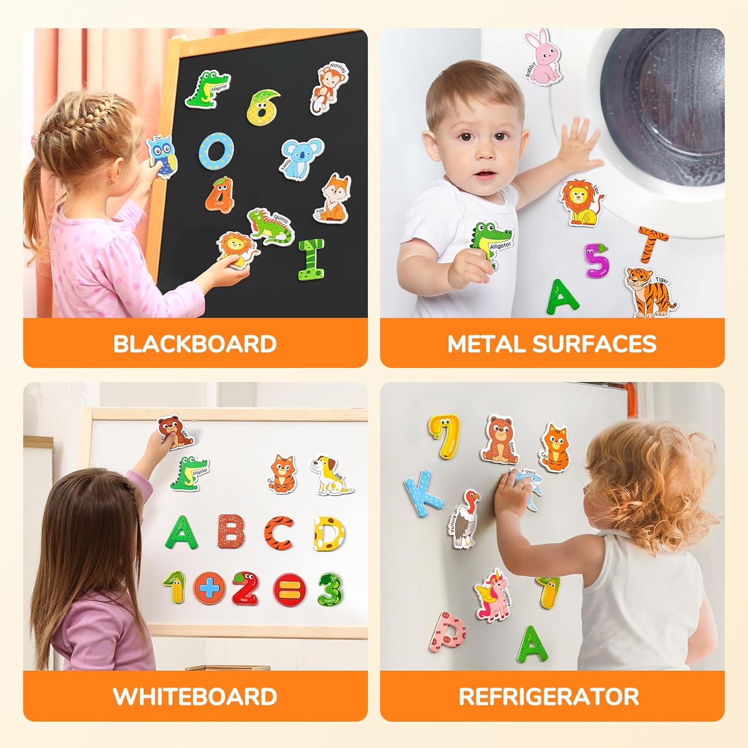 Thumbnail 5 de JoyCat Wooden Kids Magnets (26 Animals, Uppercase Letters, 0-9 Numbers, 3 Math Symbols) for Toddlers
