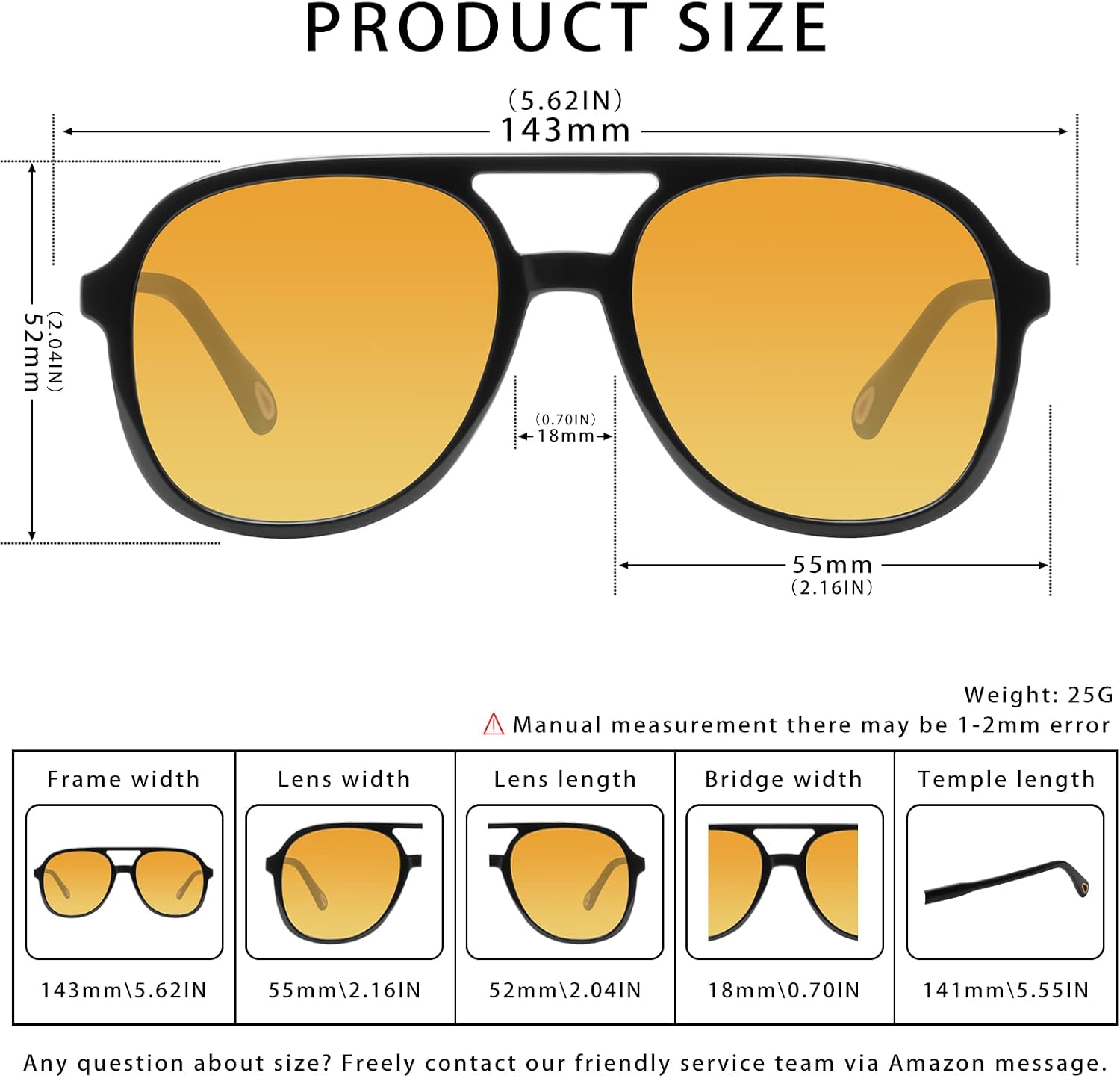 Detalle 1 de YDAOWKN Aviator Sunglasses UV400