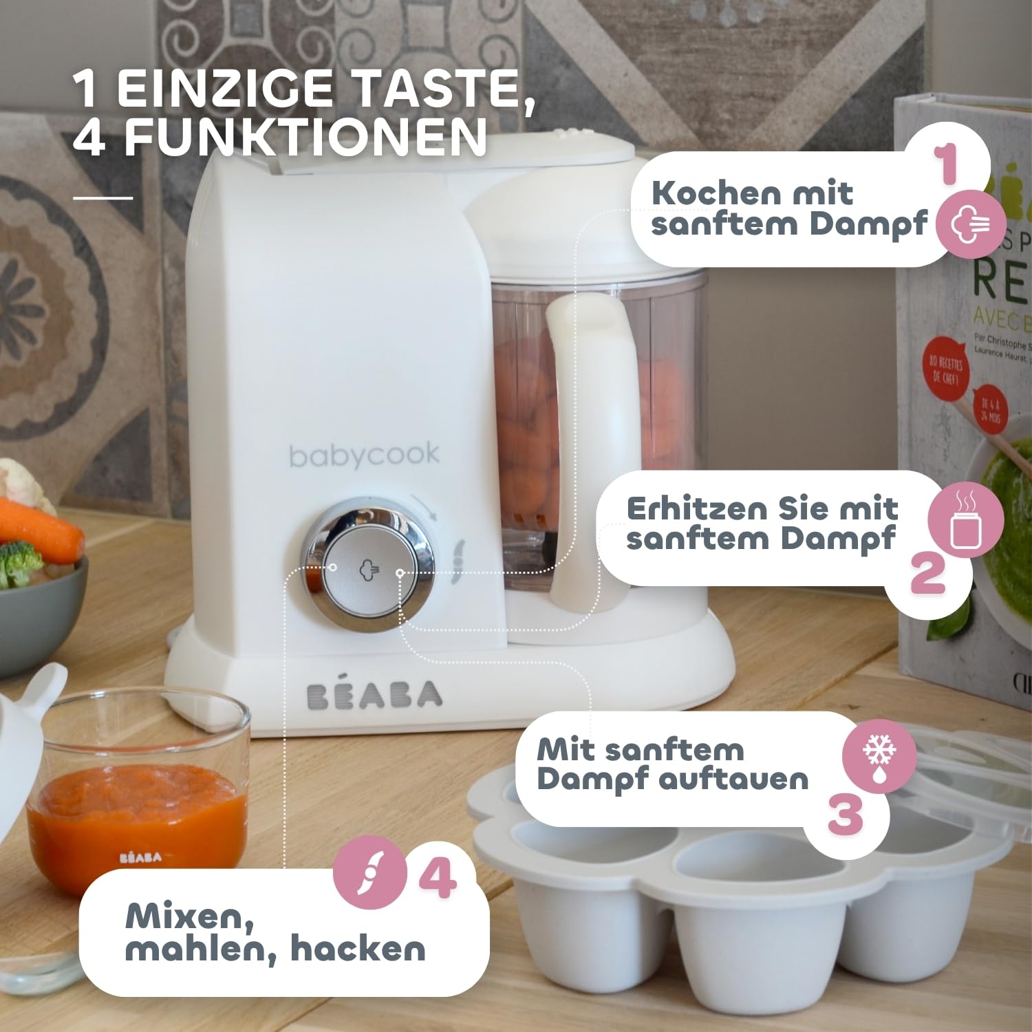 Thumbnail 2 de BÉABA Babycook Solo – 4-in-1 Babynahrungszubereiter (Weiß/Silber)