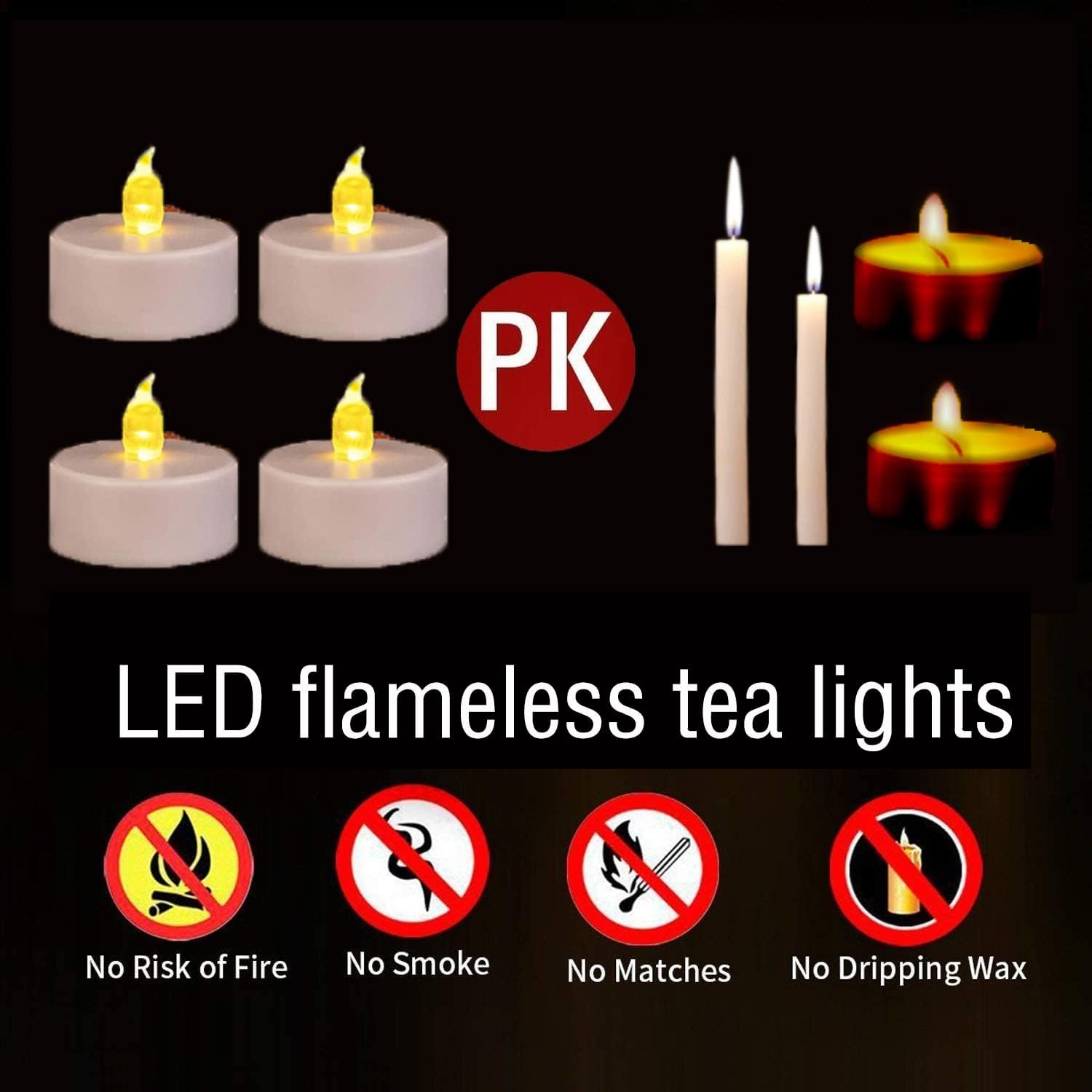 Thumbnail 5 de 24 Pack Flameless Tea Lights, 100 Hours