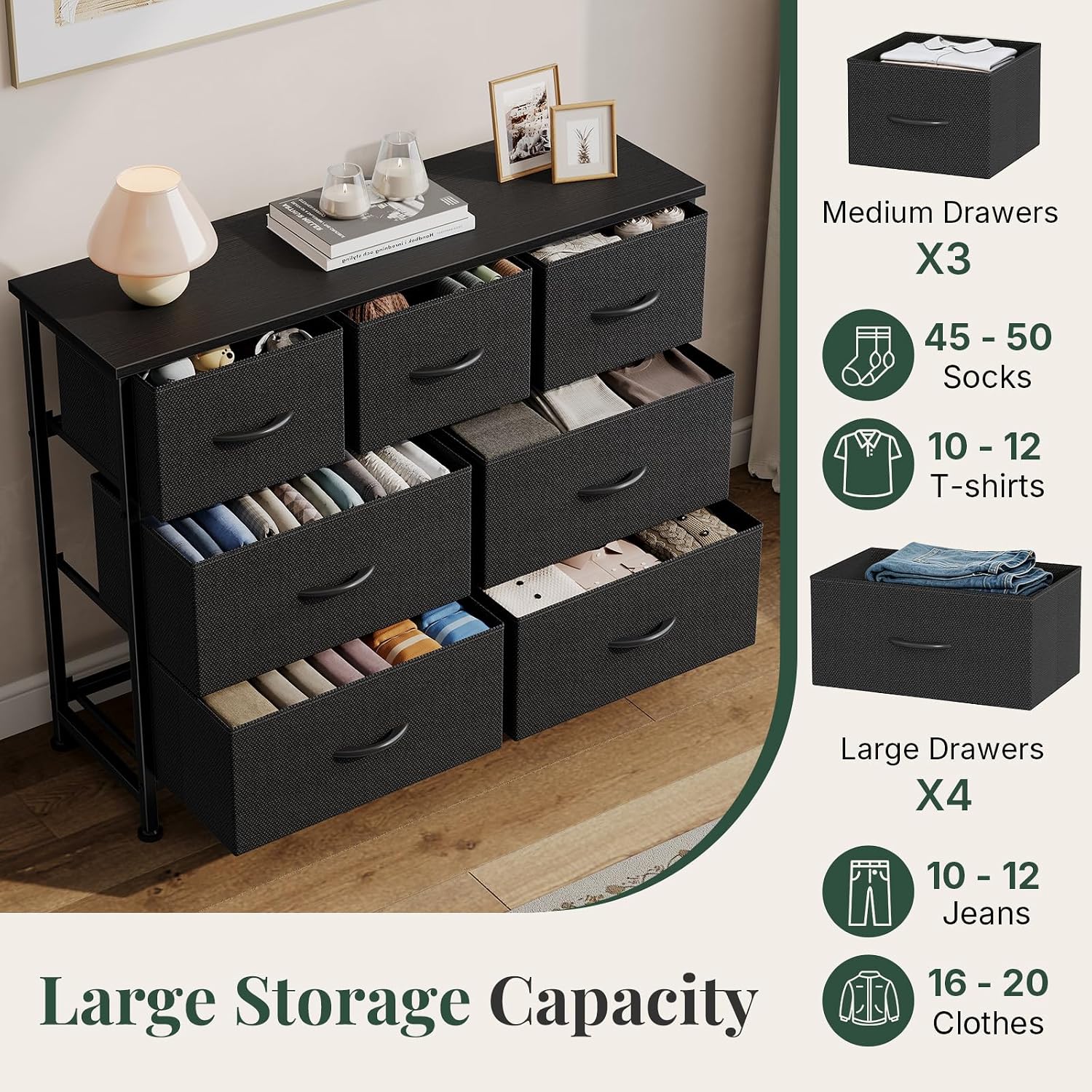 Thumbnail 3 de HAPPYMONT Fabric Dresser with 7 Drawers