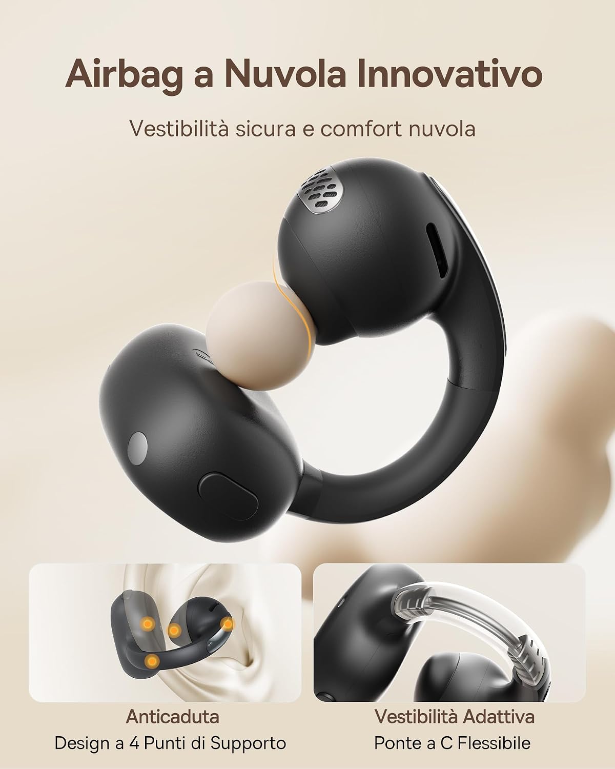 Detalle 2 de Baseus MC1 Cuffie Aperte auricolari clip-on
