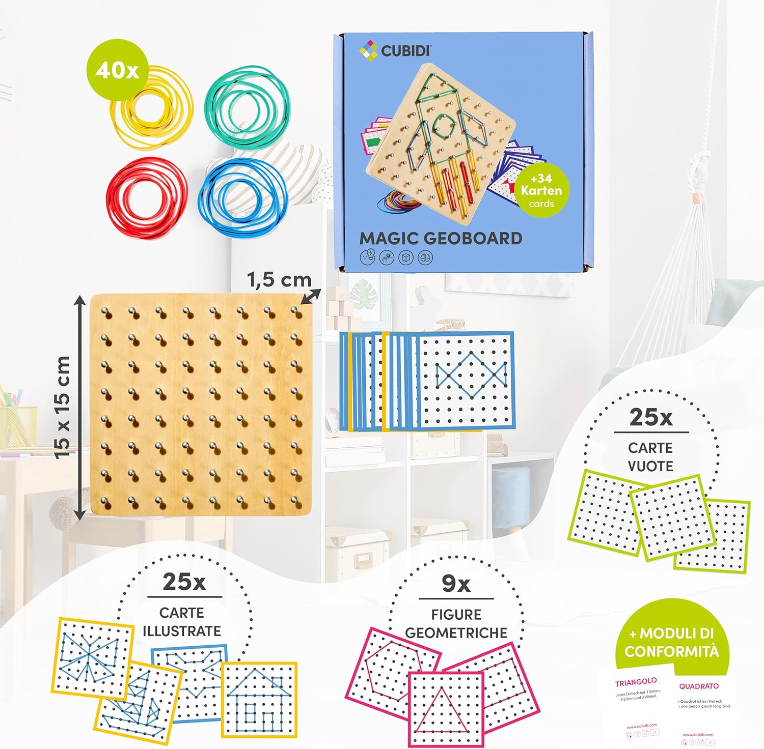 Detalle de CUBIDI Geoboard in legno per bambini 34 modelli