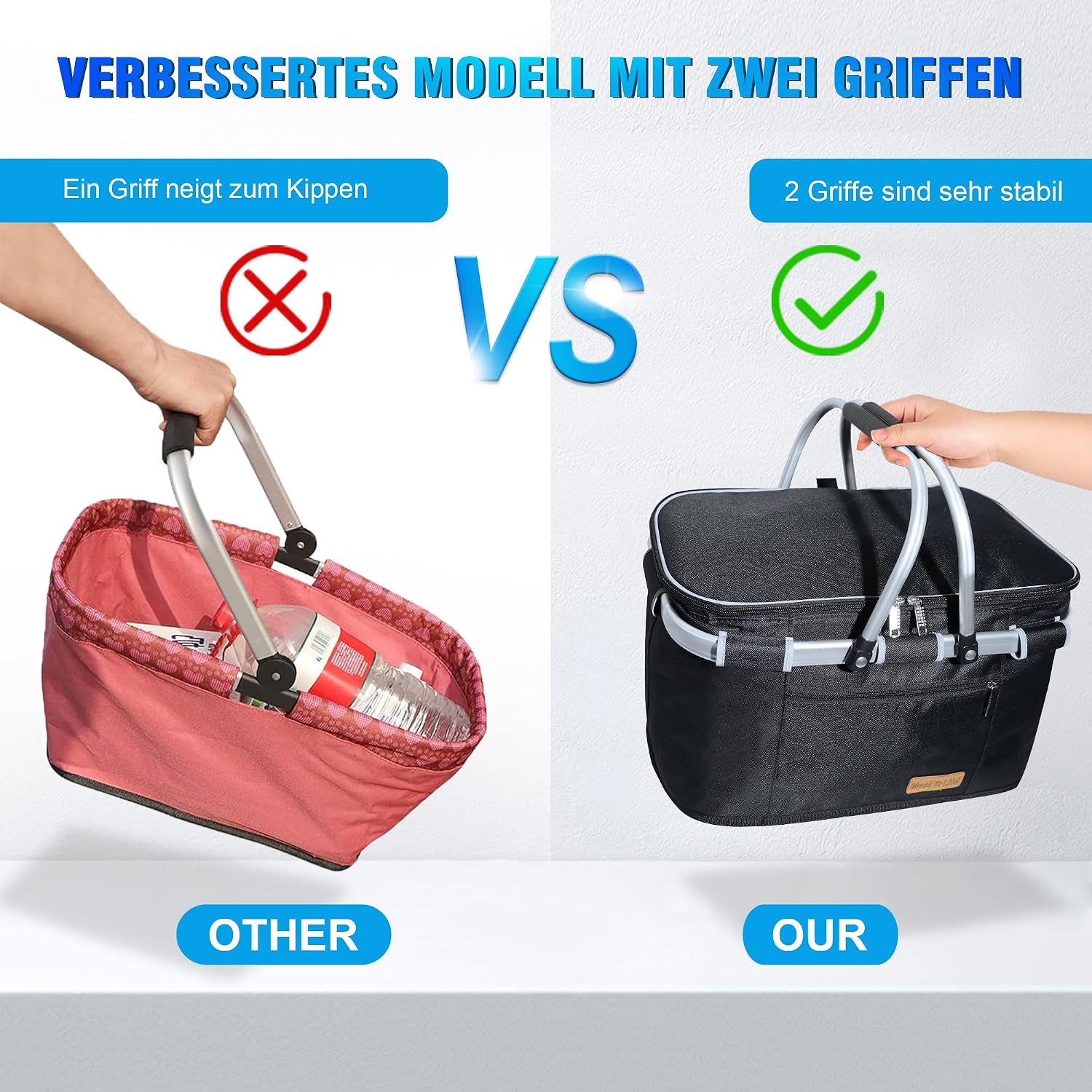 Detalle de ABIUBIU Kühltasche großer isolierter Einkaufskorb