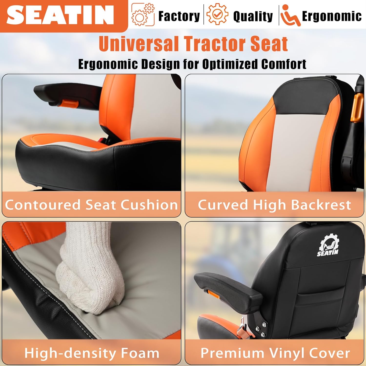 Thumbnail 2 de Universal Tractor Seat: Comfortable Zero Turn Mower Seat with Adjustable Safety Belt, Armrest Micro Switch, and Full Adjustability