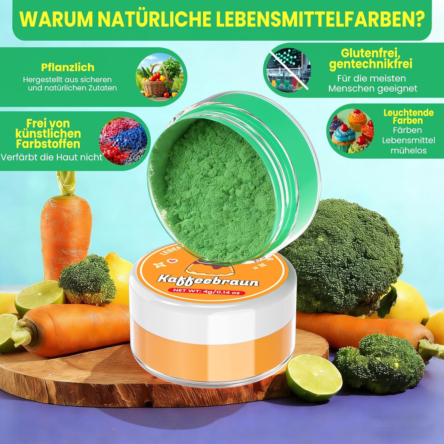 Thumbnail 1 de Natürliche Lebensmittelfarbe Pulver-Set (10 Farben) – 100% pflanzliche Farbstoffe für Fondant, Buttercreme & Macarons