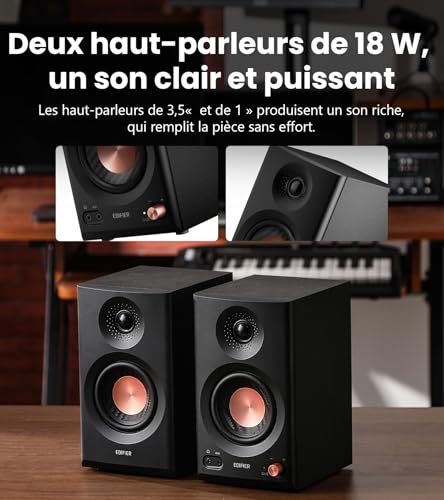 Thumbnail 2 de Edifier MR3 - Enceintes de monitoring compactes 2.0 Hi-Res avec Bluetooth 5.4 (Noir)