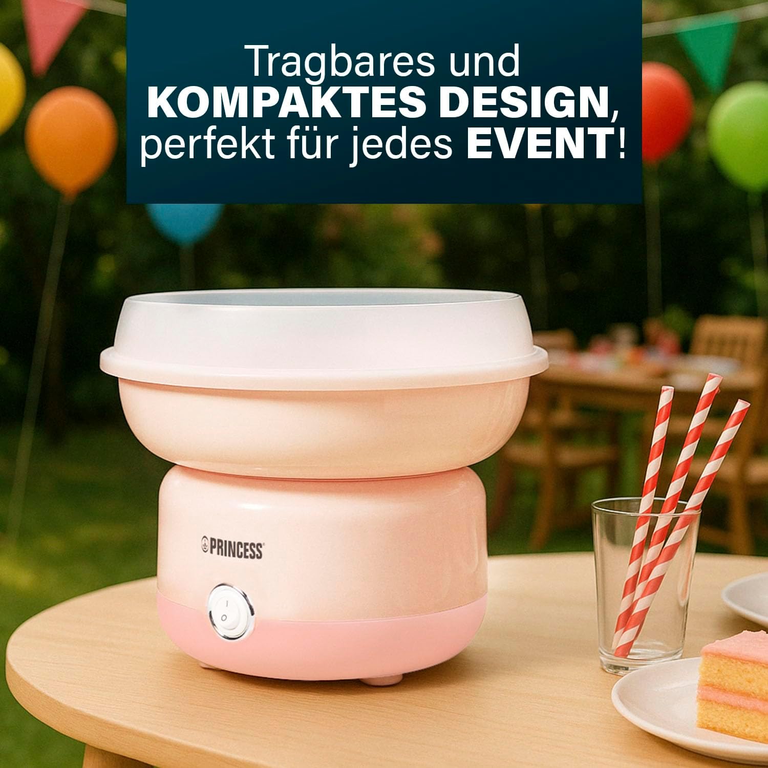 Detalle de Princess Zuckerwattemaschine 500W – kompakt, BPA-frei und sofort einsatzbereit