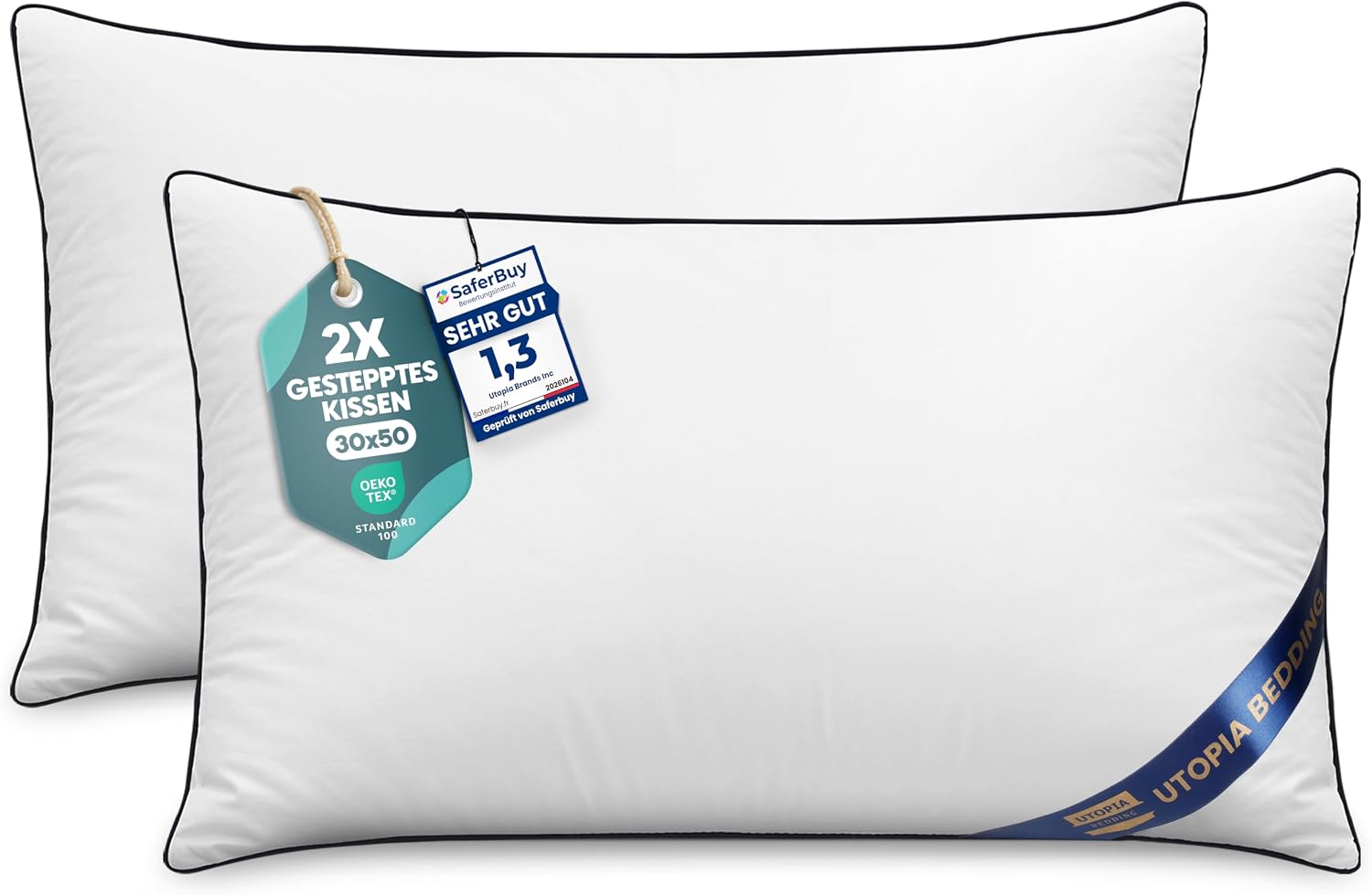 Detalle de Utopia Bedding Kissen 30x50 cm 2er Set Weiß