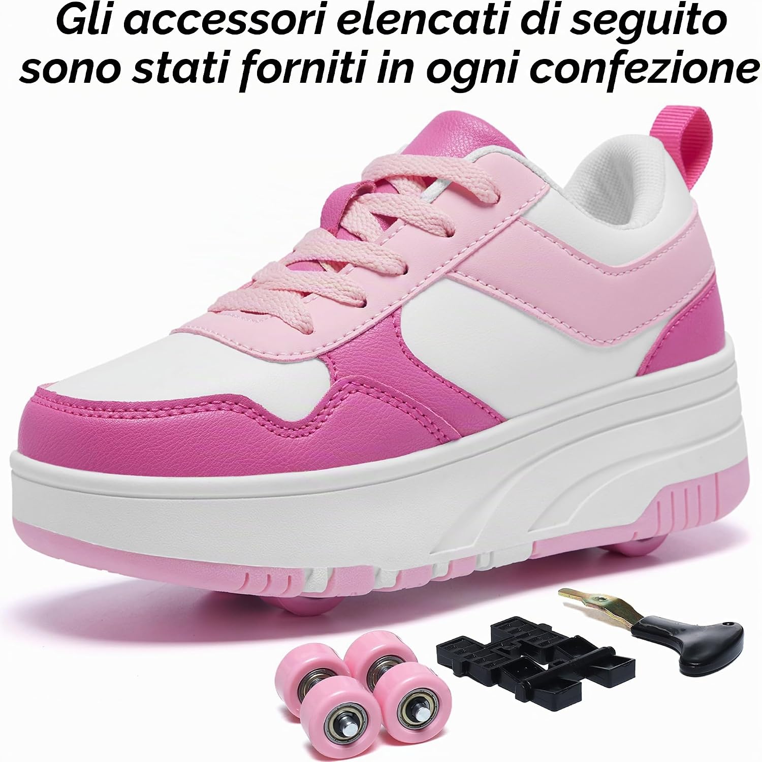 Detalle de ANEFUN Scarpe da pattinaggio a rotelle per bambini con ruote staccabili