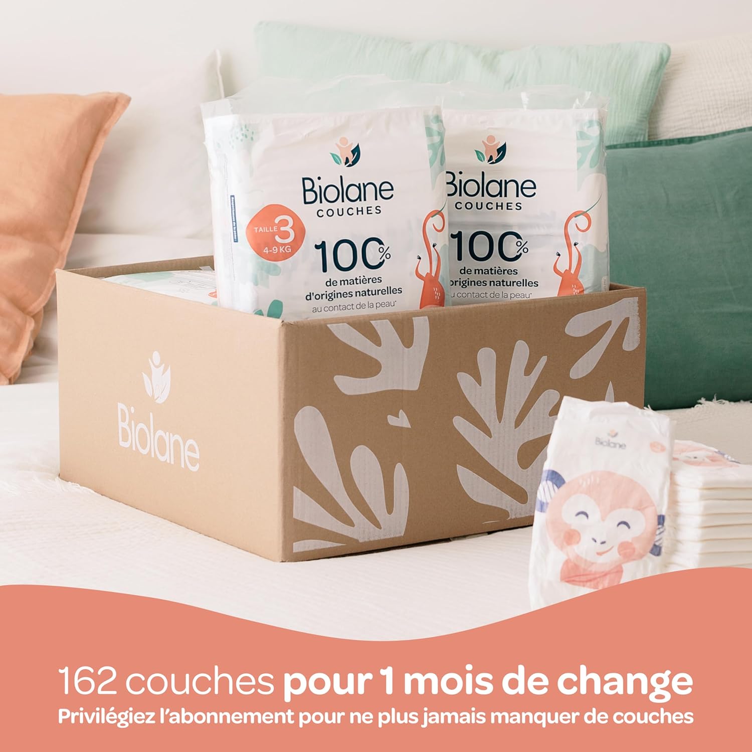 Thumbnail 4 de Biolane couches bébé Taille 3 (4-9 kg) peaux sensibles – ultra-absorbant jusqu’à 12 h – pack 162 couches (fabriqué en France)