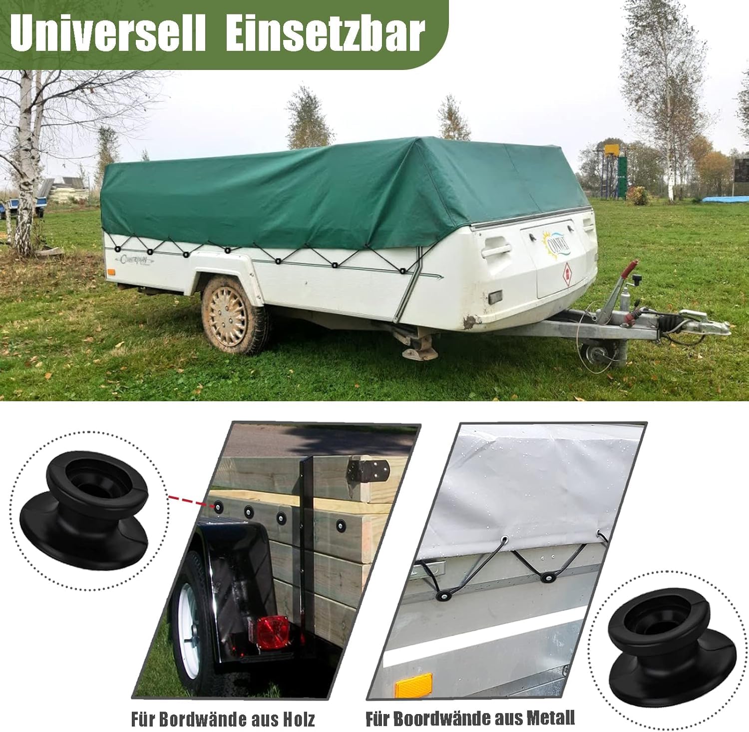 Detalle de Lot de 30 Boutons Ronds de Fixation pour bâche de remorque – Rivets inclus – Plastique dur et robuste