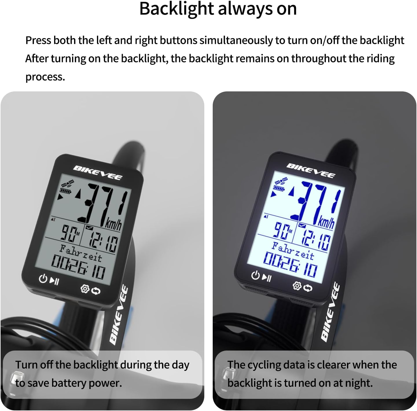Thumbnail 4 de Bikevee GPS Fahrradcomputer Kabellos IPX7 – 2,4" FSTN Display, 28h Akku