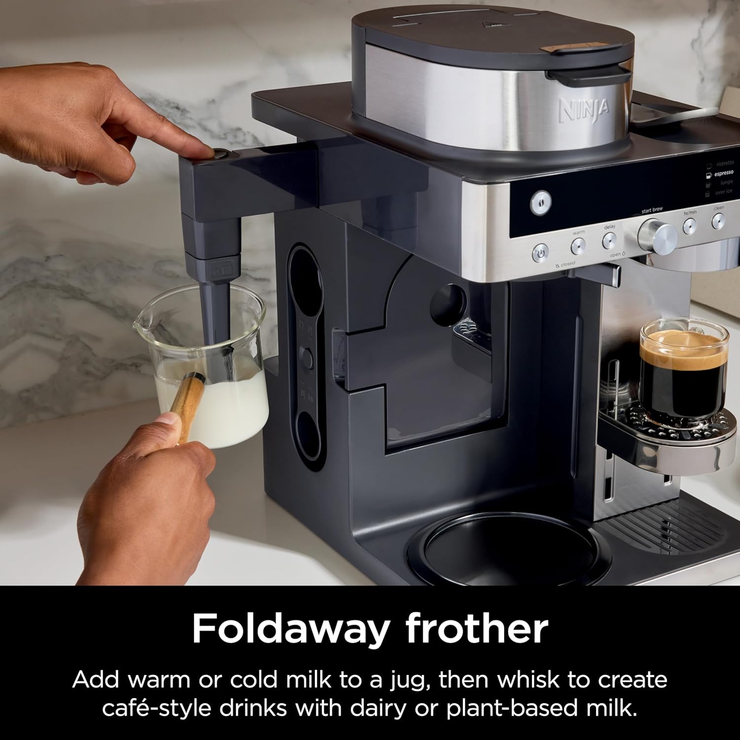 Thumbnail 3 de Ninja Prestige CFN802UK 2-in-1 filter coffee & pod capsule machine with built-in milk frother (black)