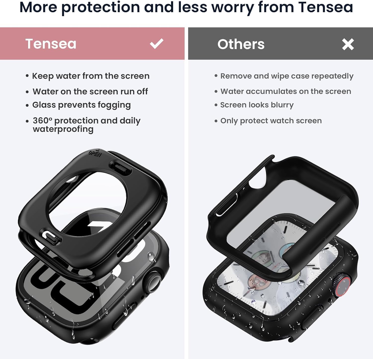 Thumbnail 1 de Tensea 2 in 1 Waterproof Apple Watch Screen Protector Case for Series 11/10 (46mm)