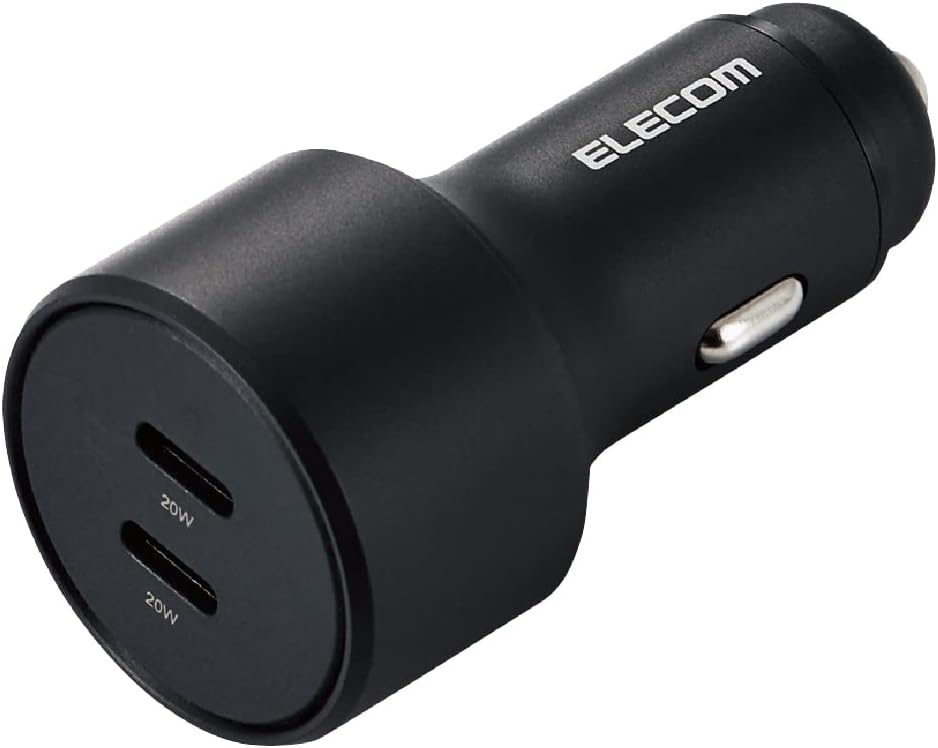 Detalle de エレコム EC-DC09BK 車載充電器 USB-C 2ポート・合計40W、USB PD対応
