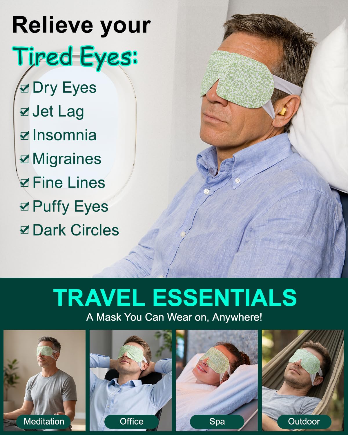 Detalle de Steam Eye Masks 16-Pack Self-Heating for Dry Eyes 😴