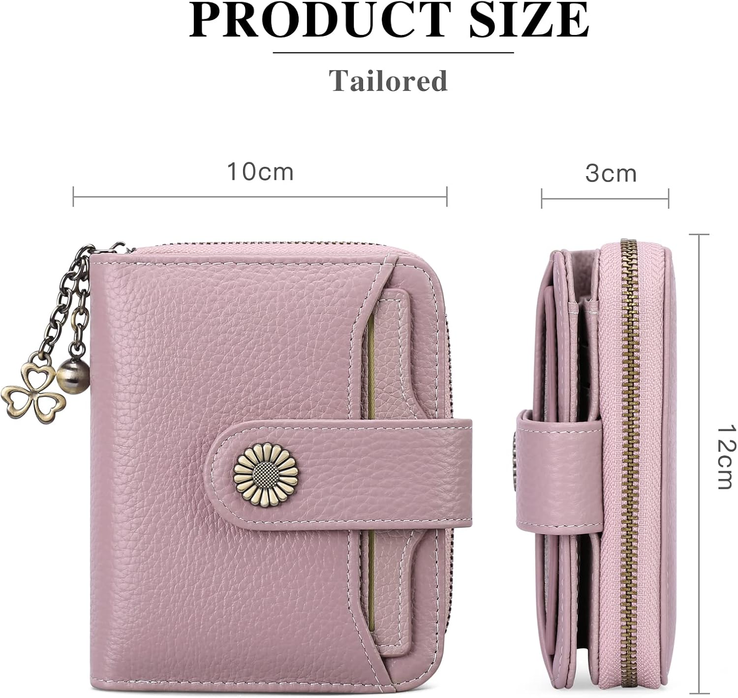 Detalle de SENDEFN Genuine Leather Small Bifold Wallet with RFID Protection for Women