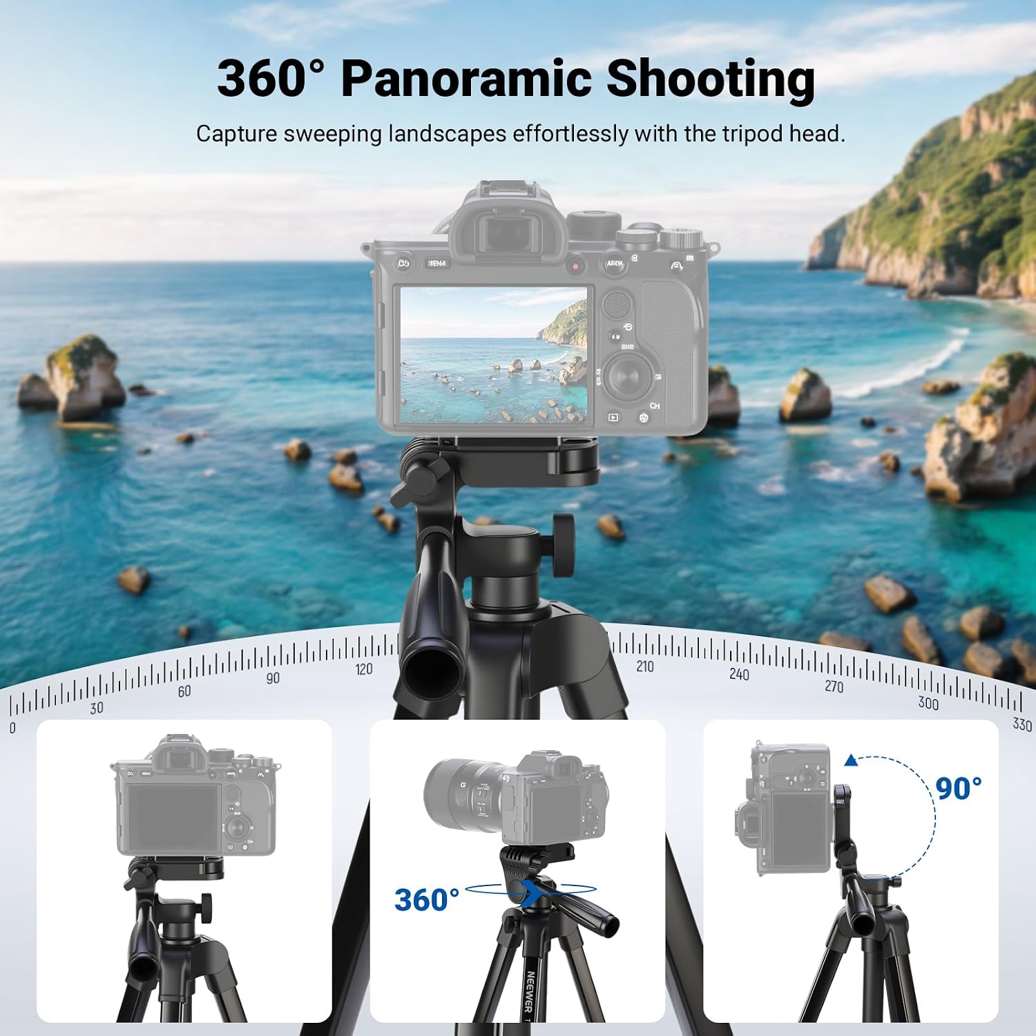 Detalle de NEEWER Entry Level Version 57.5"/146cm Tripod for Camera and Phone