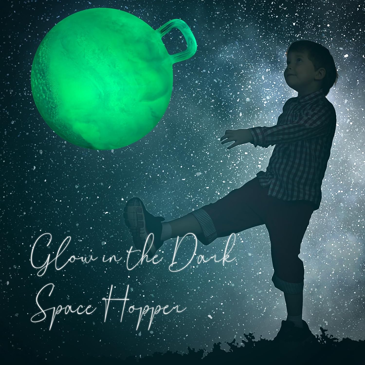Thumbnail 4 de INPODAK Space Hopper for Kids – Glow-in-the-Dark 20 Inch Hopping Ball with Handle
