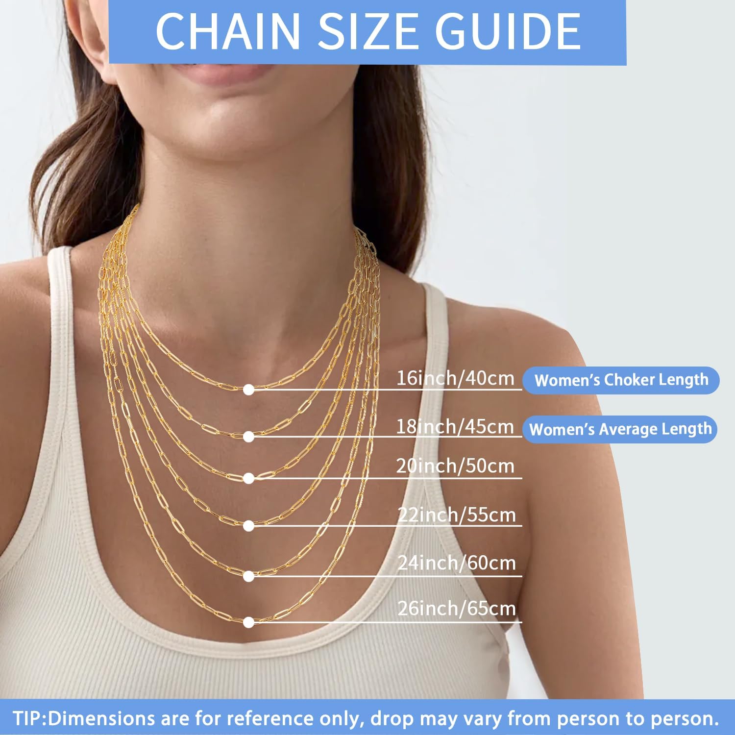 Detalle de Jewlpire Paperclip Chain Necklace, 925 Sterling Silver
