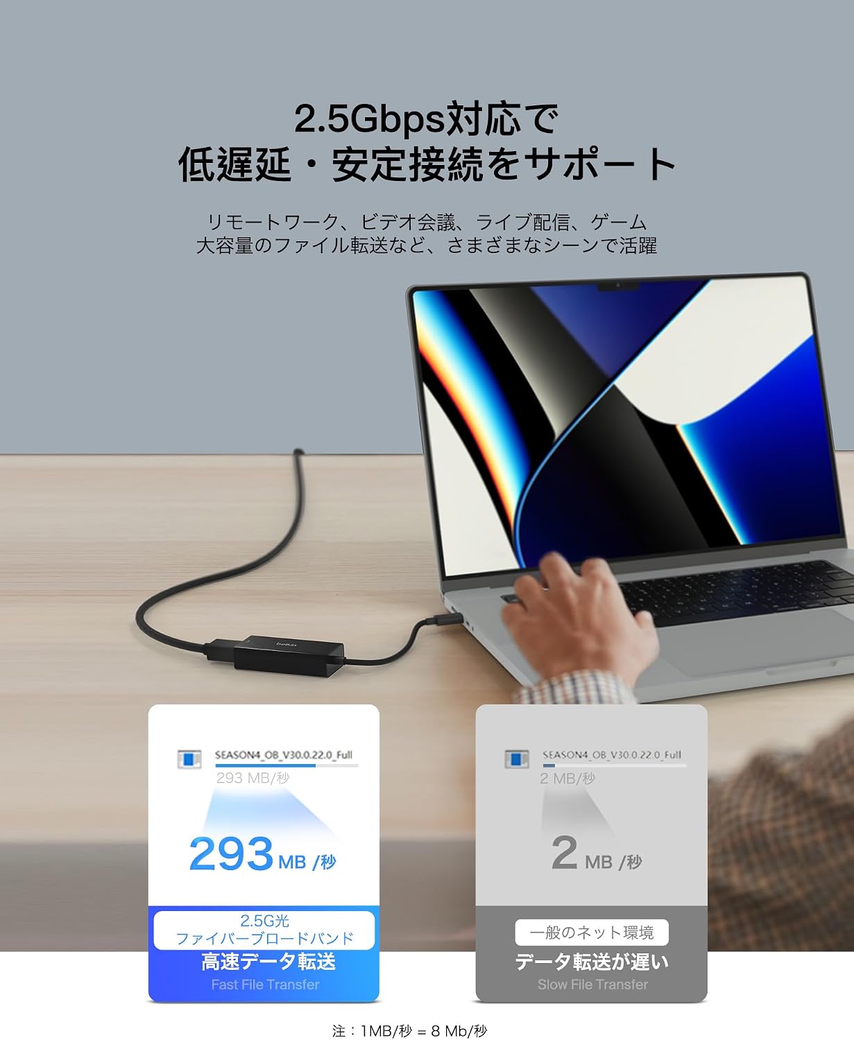 Detalle de Belkin INC012btBK USB-C有線LANアダプター 2.5Gbps対応・USB-IF認証・LED搭載