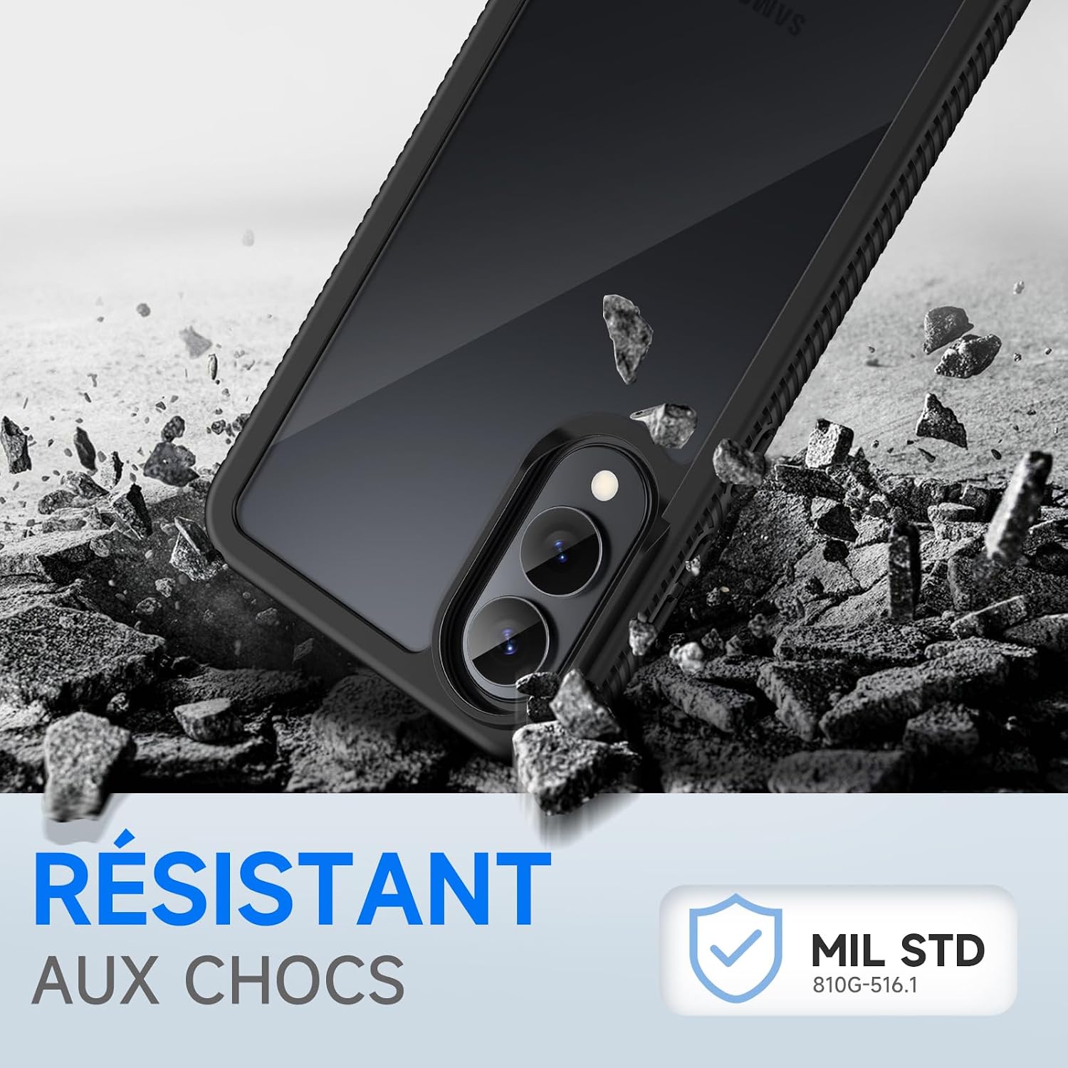 Thumbnail 4 de seacosmo Coque pour Samsung Galaxy S25 Edge avec protecteur d’écran intégré – protection 360 anti-chocs et anti-rayures (noir)
