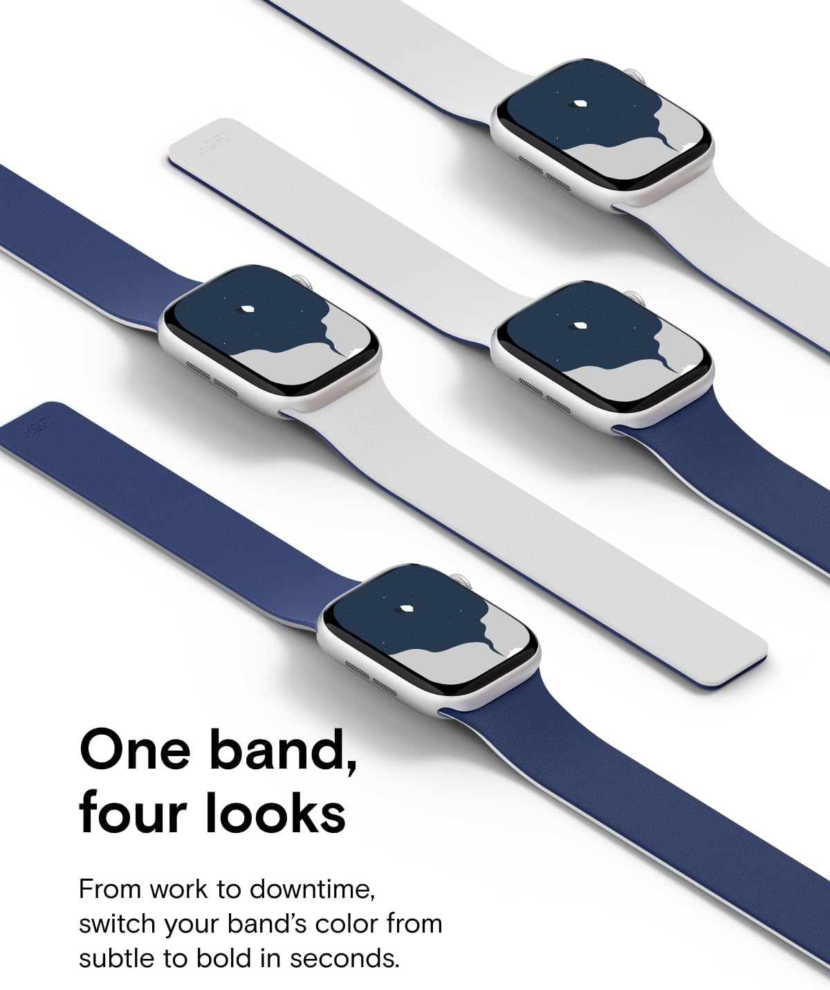 Thumbnail 1 de MOFT Snap Duo Watch Bands for Apple Watch: Dual-Colour Silicone with Magnetic Quick-Release