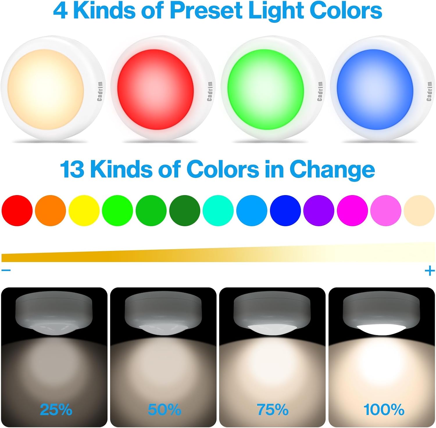 Thumbnail 1 de Cadrim Under Cabinet Lights RGB Wireless LED Closet Lights (3000K), Dimmable 6pc
