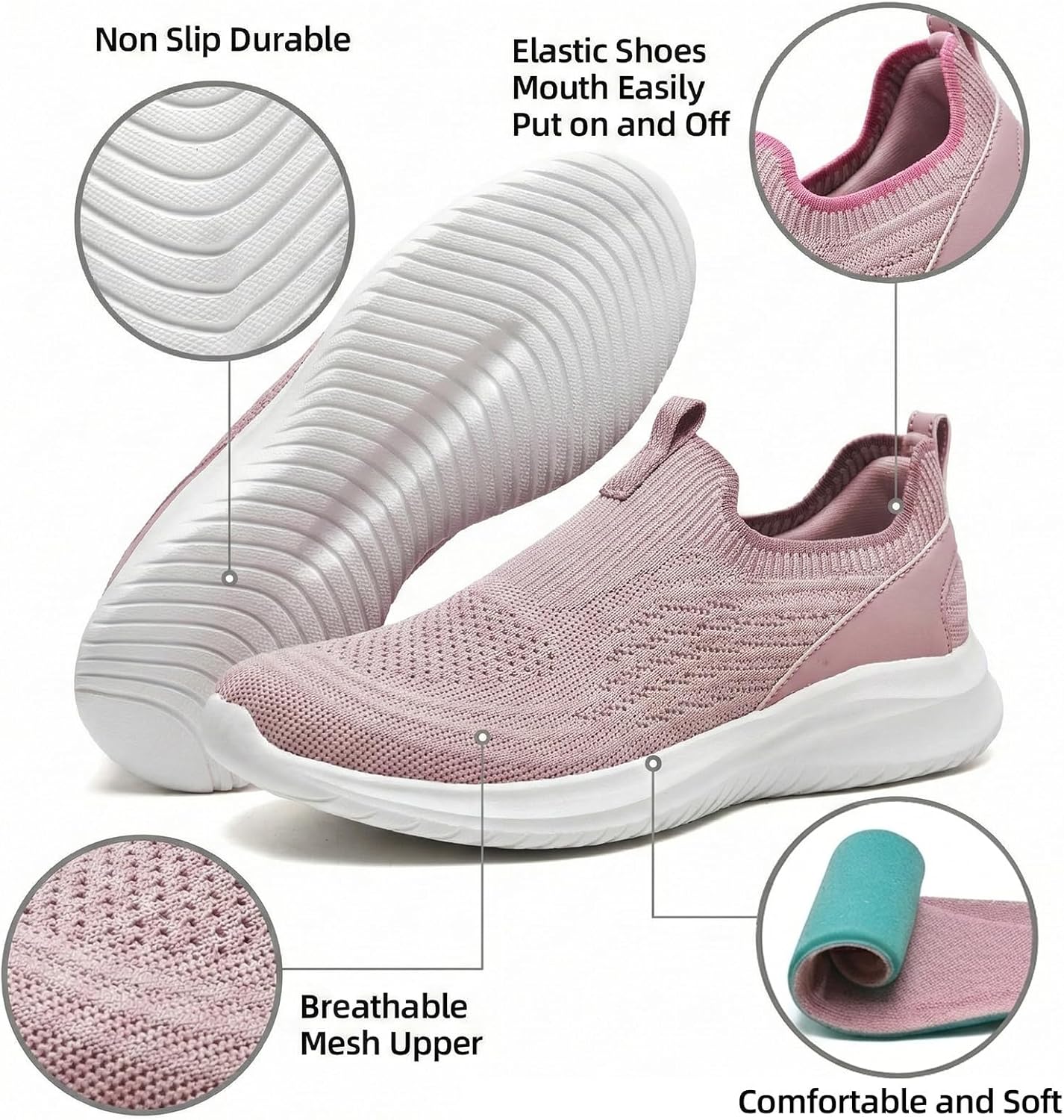 Thumbnail 5 de TIOSEBON Slip On Shoes for Women: Lightweight, Breathable Mesh Trainers with Memory Foam