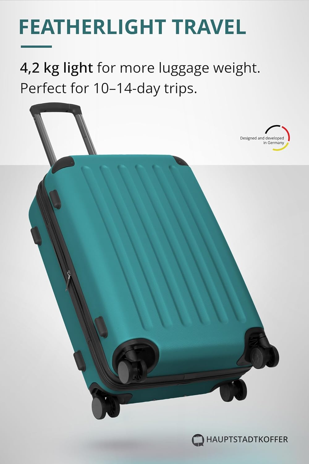 Detalle de Hauptstadtkoffer Spree Mittelgroßer Hartschalenkoffer 65 cm (TSA) mit 4 Rollen – Aquagrün