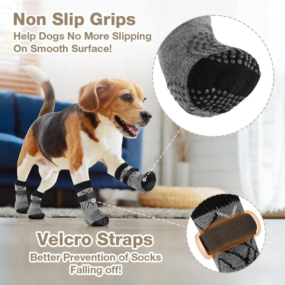 Thumbnail 3 de Adiwo 2 Pairs Anti Slip Dog Socks (Size M) – Paw Protectors with Grips for Injured Paws & Indoor/Outdoor Walking