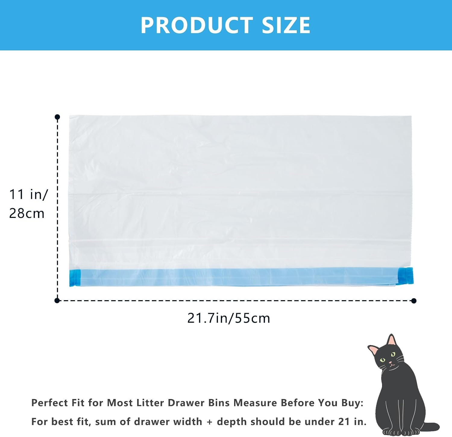 Detalle de Replacement Waste Bags for Self Cleaning Litter Box – Heavy-Duty Dual Drawstring, 21.7" x 11", 120 Bags (6 Rolls)