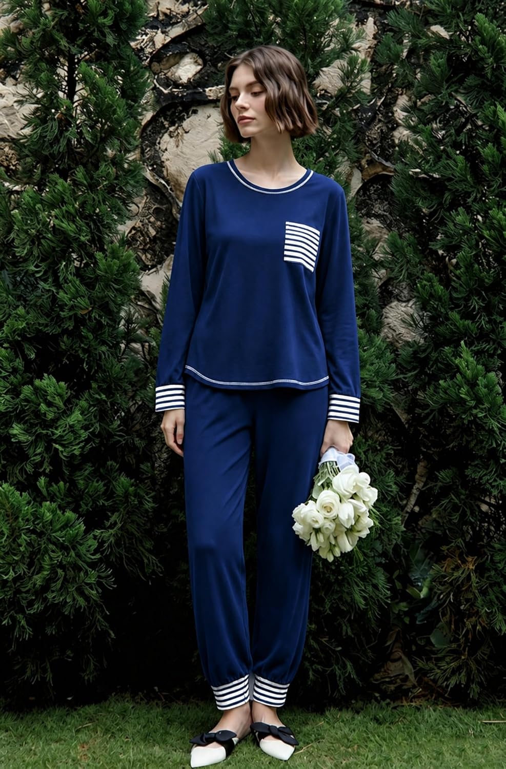 Thumbnail 4 de SWOMOG Women’s Modal Pajama Set, Long-Sleeve Top and Pants, Lightweight 2-Piece Sleepwear