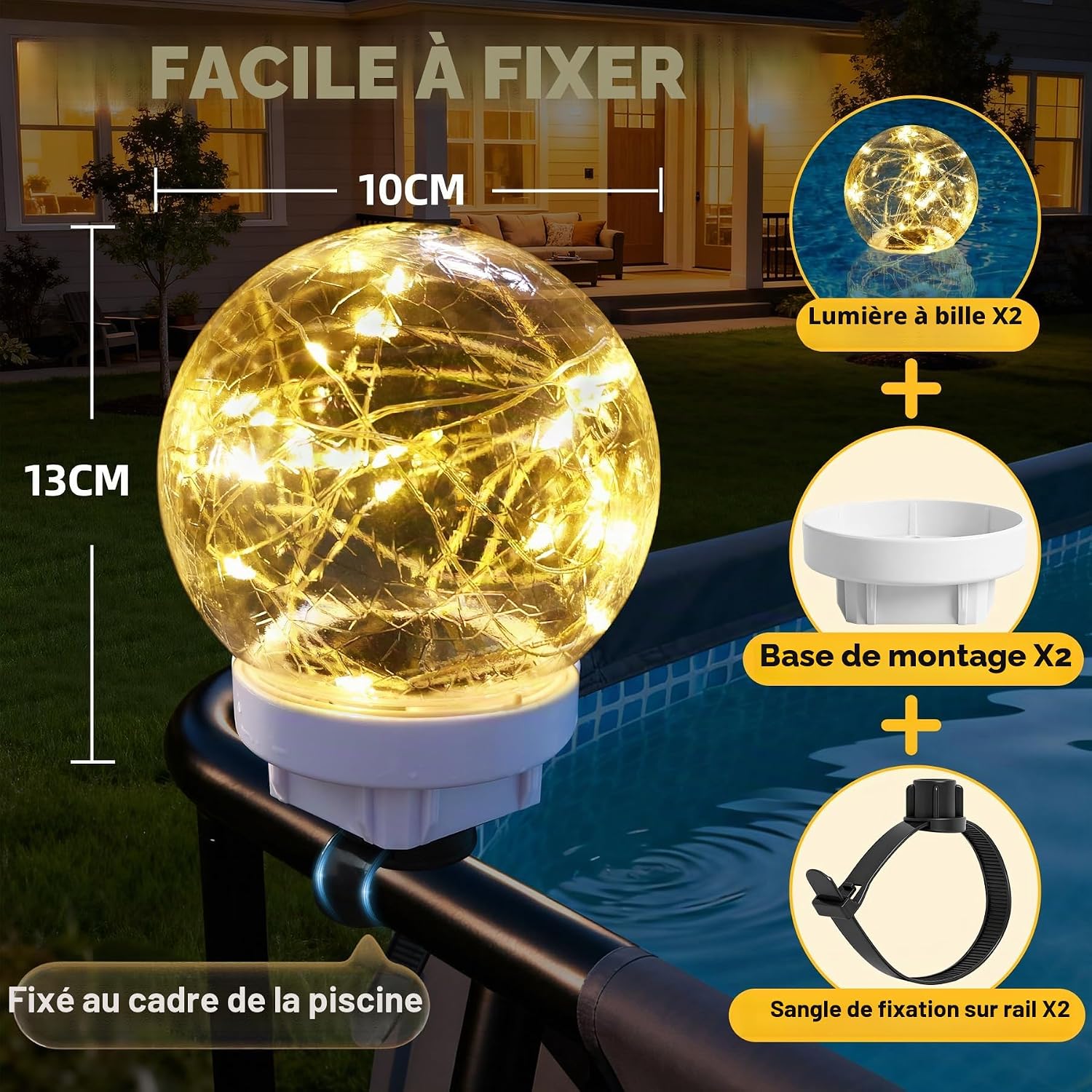 Thumbnail 4 de DeeprBling Lumière Piscine Hors Sol Solaire 2 en 1 – Lampe Flottante LED IP68 pour Piscine à Cadre