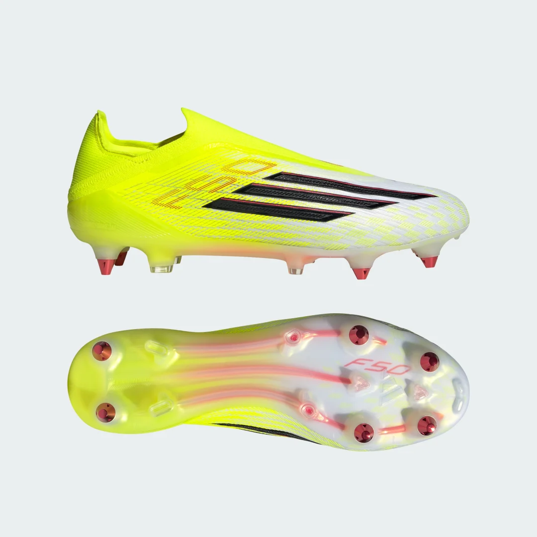 Bota Adidas F50 ELITE sin cordones para césped natural húmedo – Amarillo