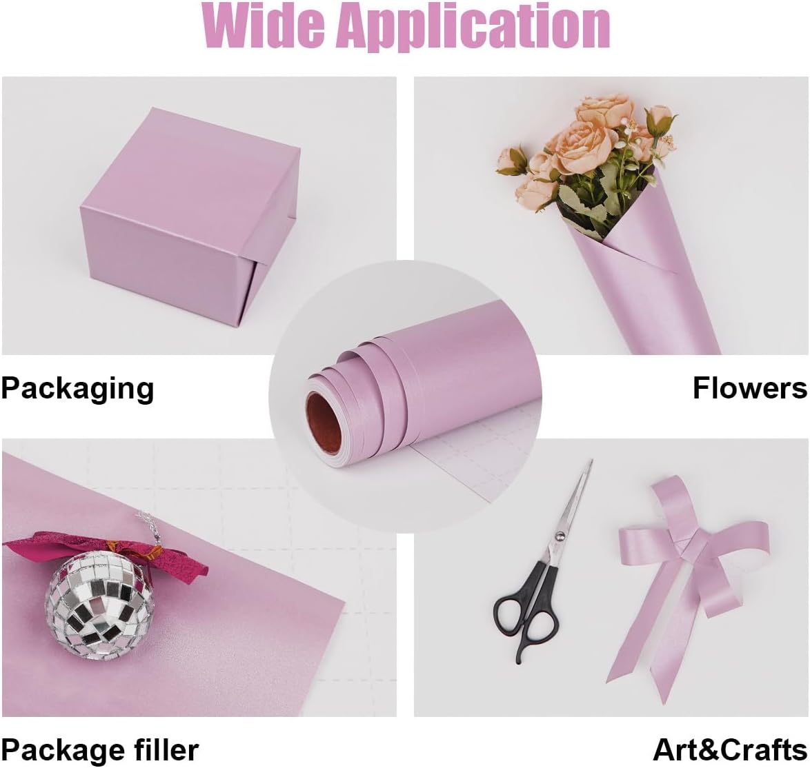Thumbnail 6 de HJIJIAY Purple Wrapping Paper Roll (43cm x 10m) with Pearly Lustre finish