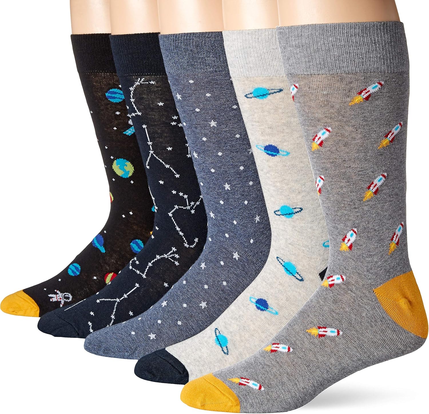 Thumbnail 2 de Amazon Essentials Patterned Crew Socks, 5 Pairs