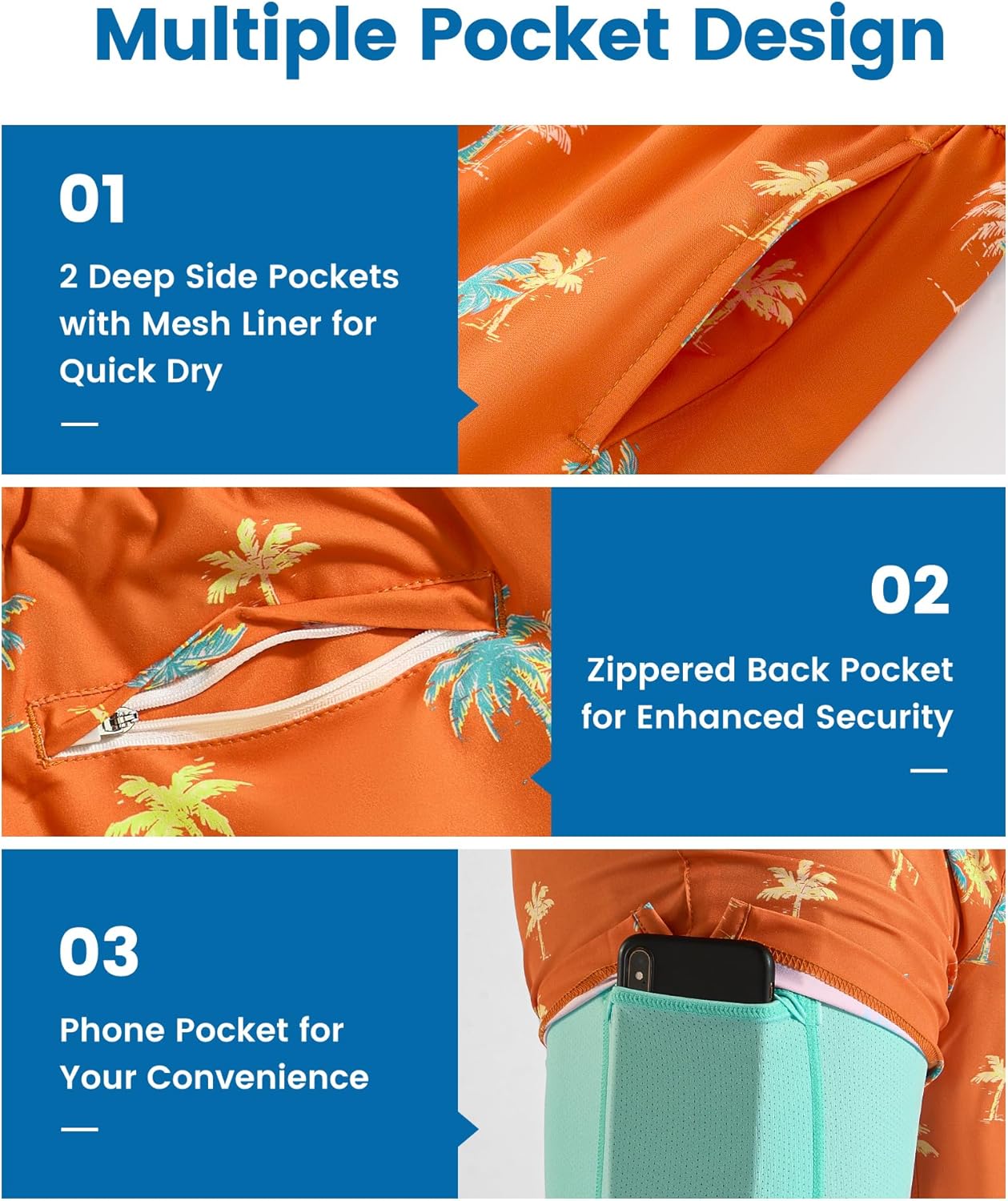 Thumbnail 2 de MaaMgic Men’s Swim Trunks with Compression Liner (7-Inch Inseam) Quick-Dry