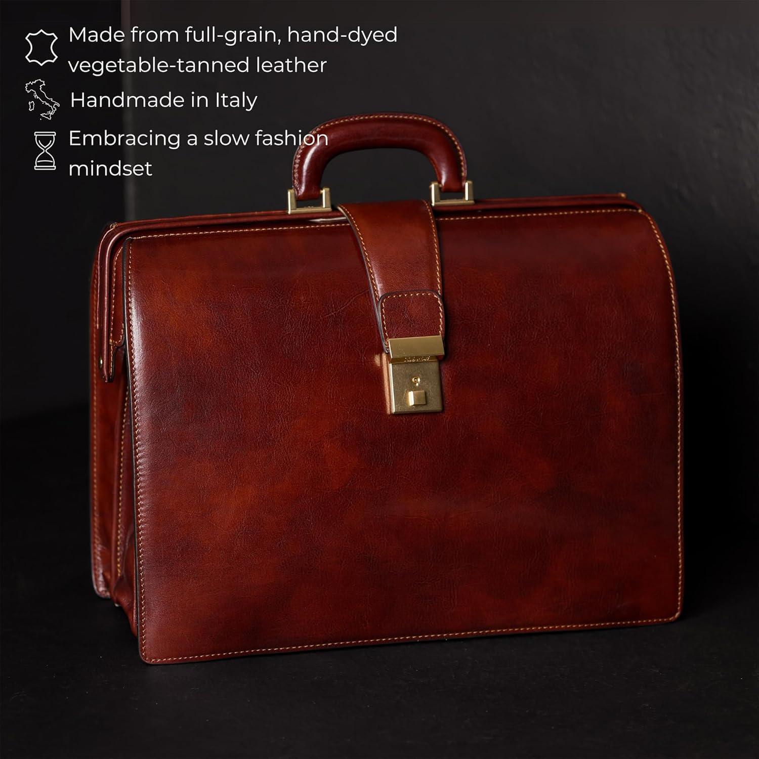 Thumbnail 3 de Time Resistance Leather Lawyer Briefcase for Men – Italian Handcrafted Attache