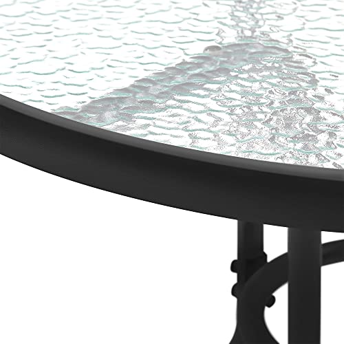 Thumbnail 6 de Yaheetech tavolo da giardino rotondo in vetro Ø 70 cm con foro per ombrellone (altezza 73 cm) nero