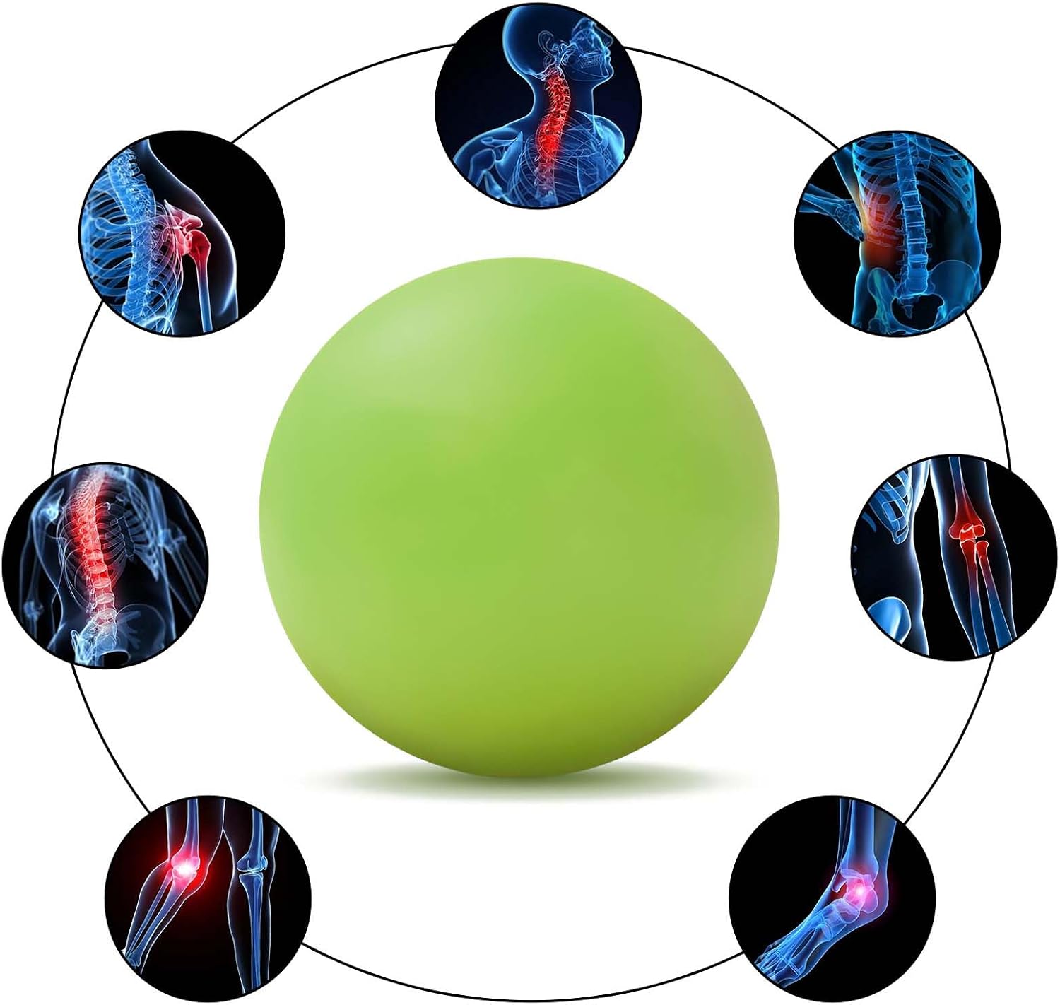 Detalle de WOVTE Massage Lacrosse Ball for Myofascial Release – 2.5x2.5 cm (Green)