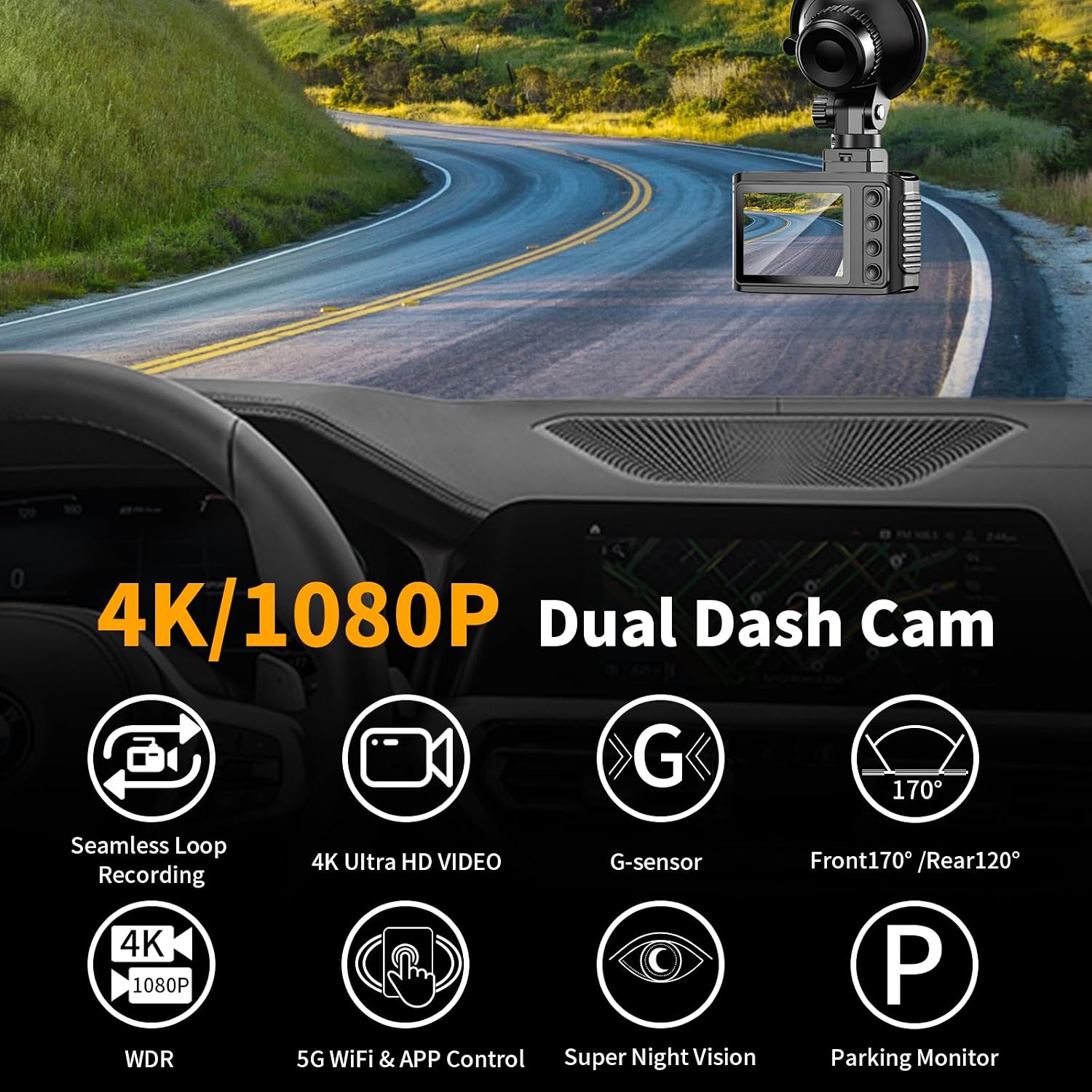 Detalle de WANLIPO Dual-Channel Dash Cam 4K