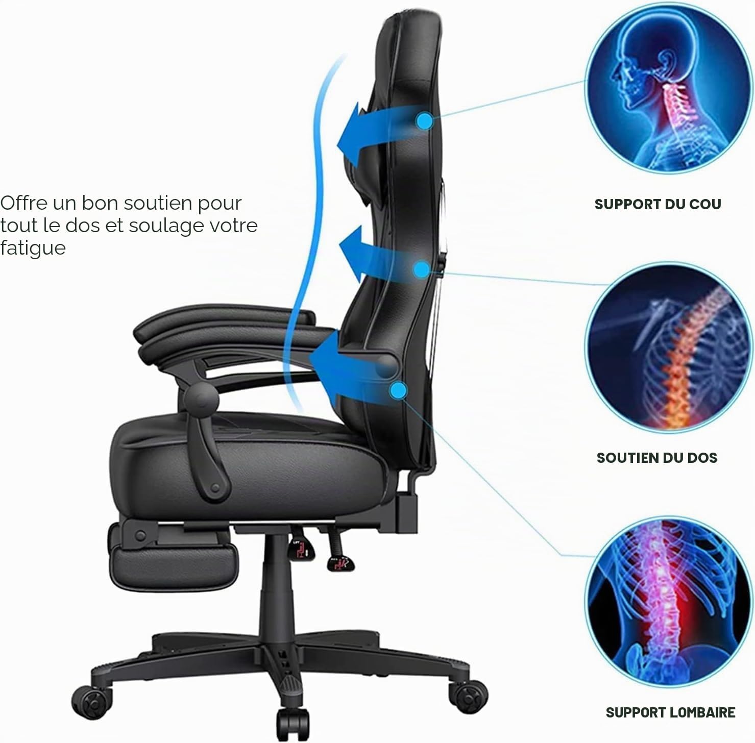 Thumbnail 6 de YU YUSING Massage Chaise Gaming Ergonomique — Chaise de Bureau Verst que réconforte le gaming et le travail