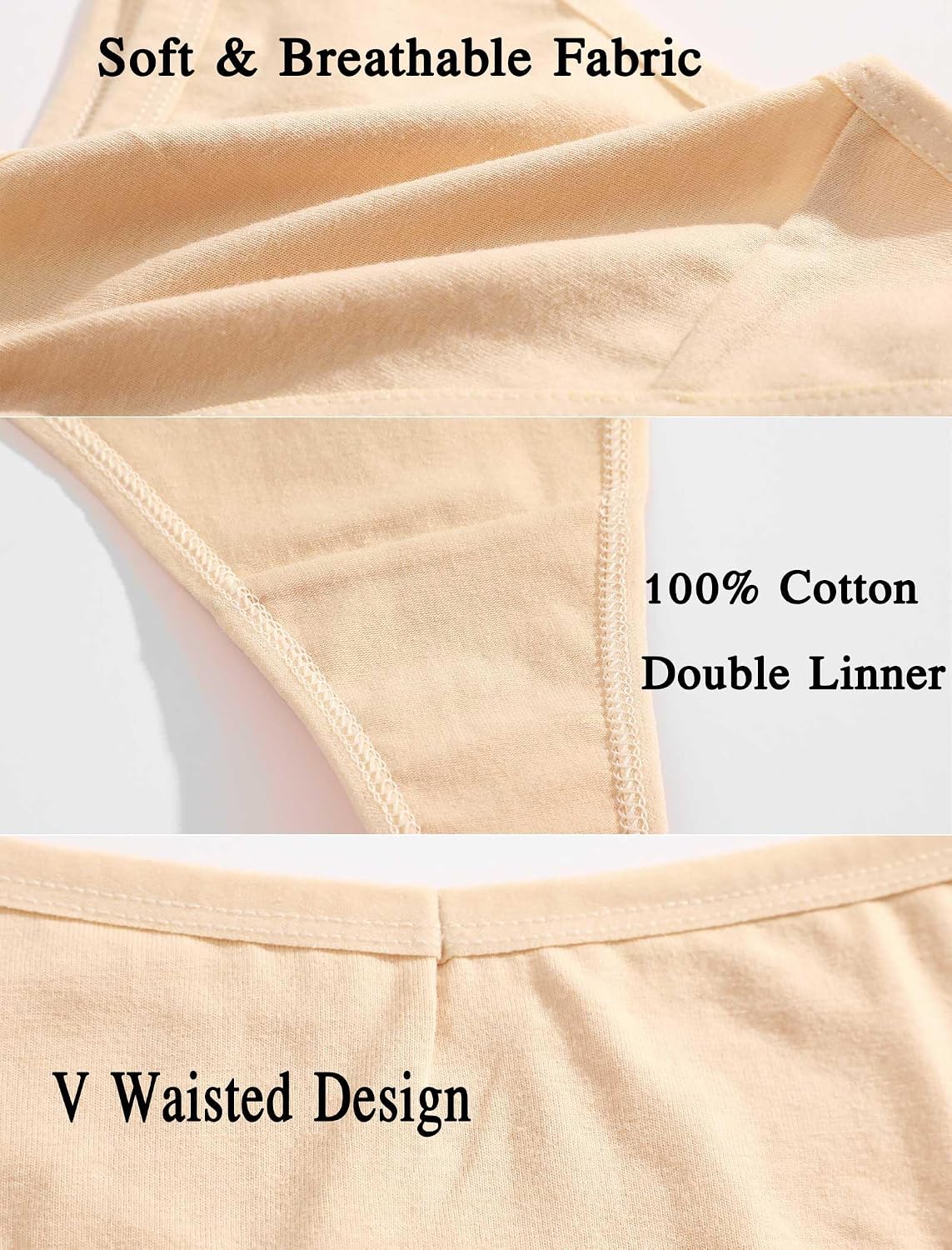 Detalle de Sth Big Cotton Thongs for Women, 9-Pack, Low-Rise V-Waist