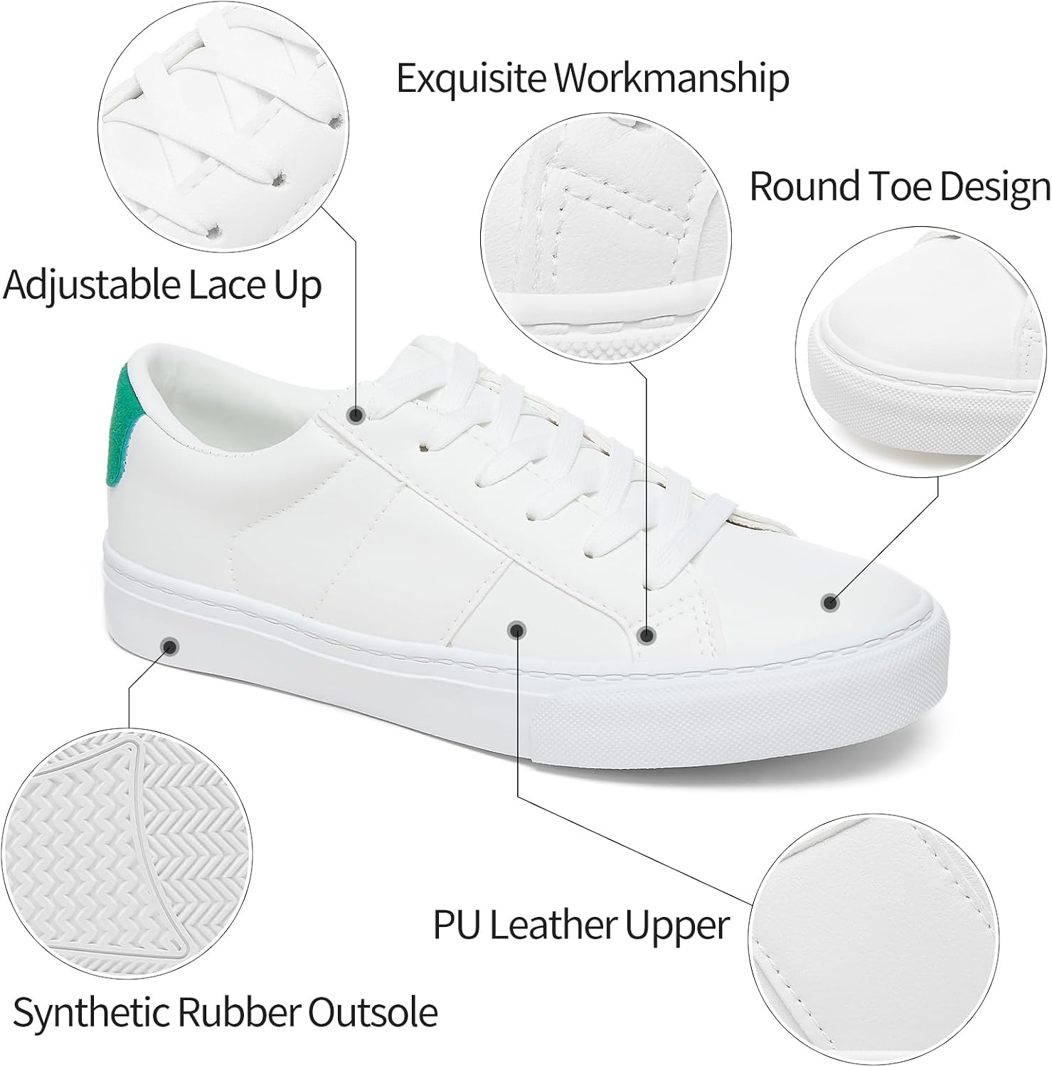 Detalle de Adokoo Women's Sneakers in PU Leather