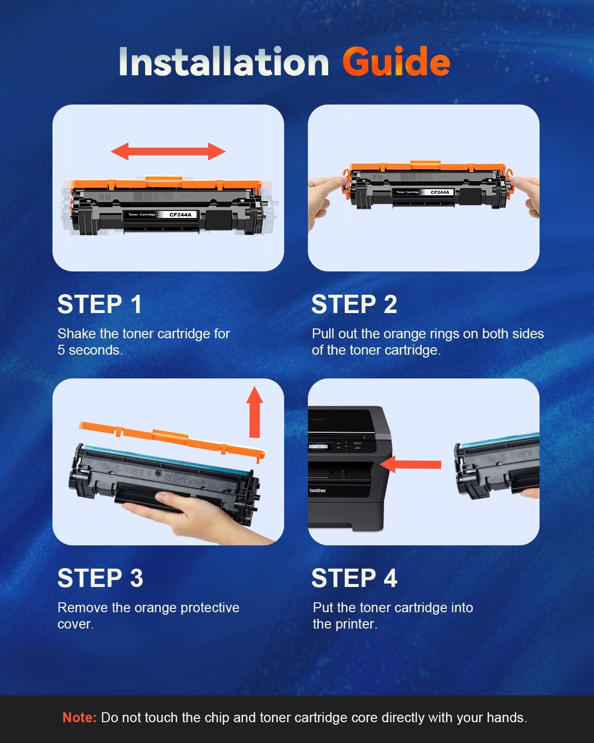 Detalle de Skydo 44A CF244A Cartouche de Toner – 2 Cartouches Noirs avec Dernier Chip pour HP LaserJet Pro M15/M28