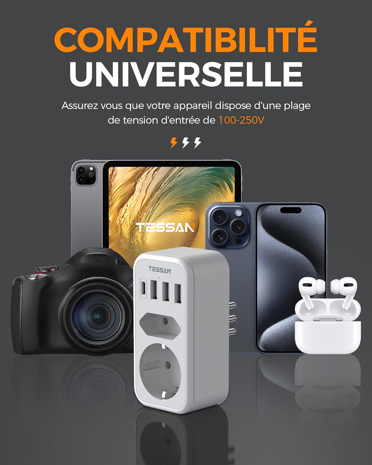Thumbnail 6 de TESSAN adaptateur prise italienne 6 en 1