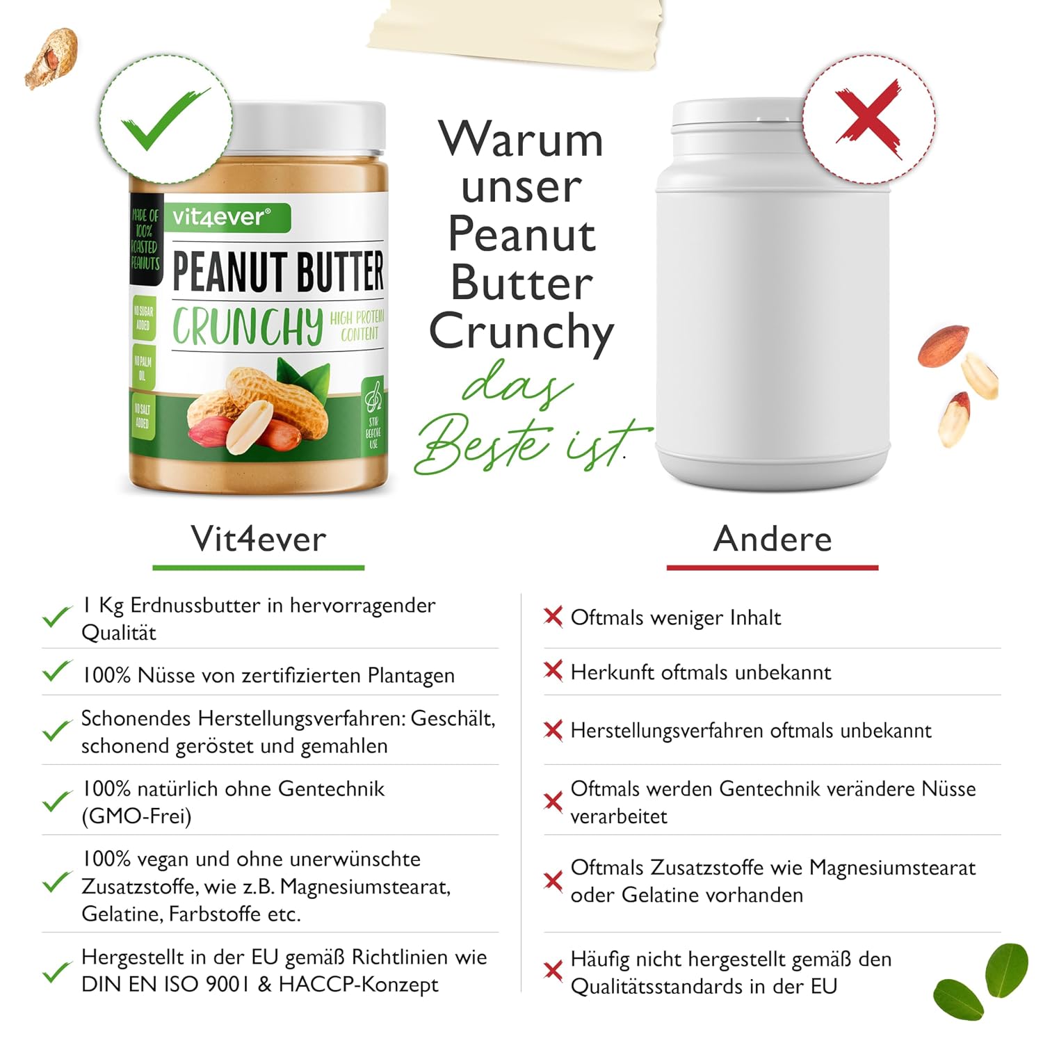 Thumbnail 3 de Erdnussbutter Crunchy 1kg natürliches Peanut Butter ohne Zusätze