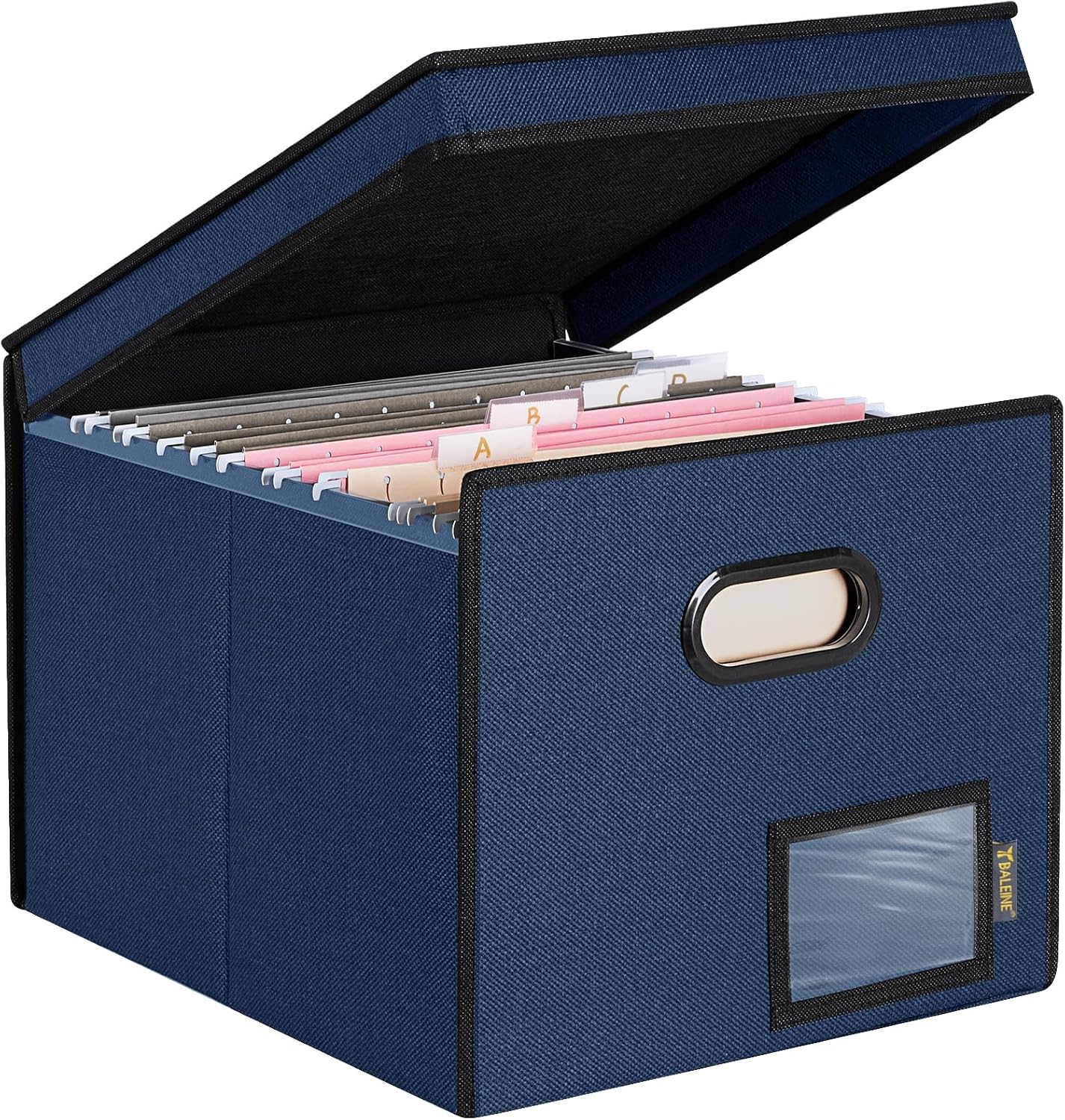 Detalle de BALEINE Baleine-1776 Hanging File Organizer Box with Lid, Blue Polyester